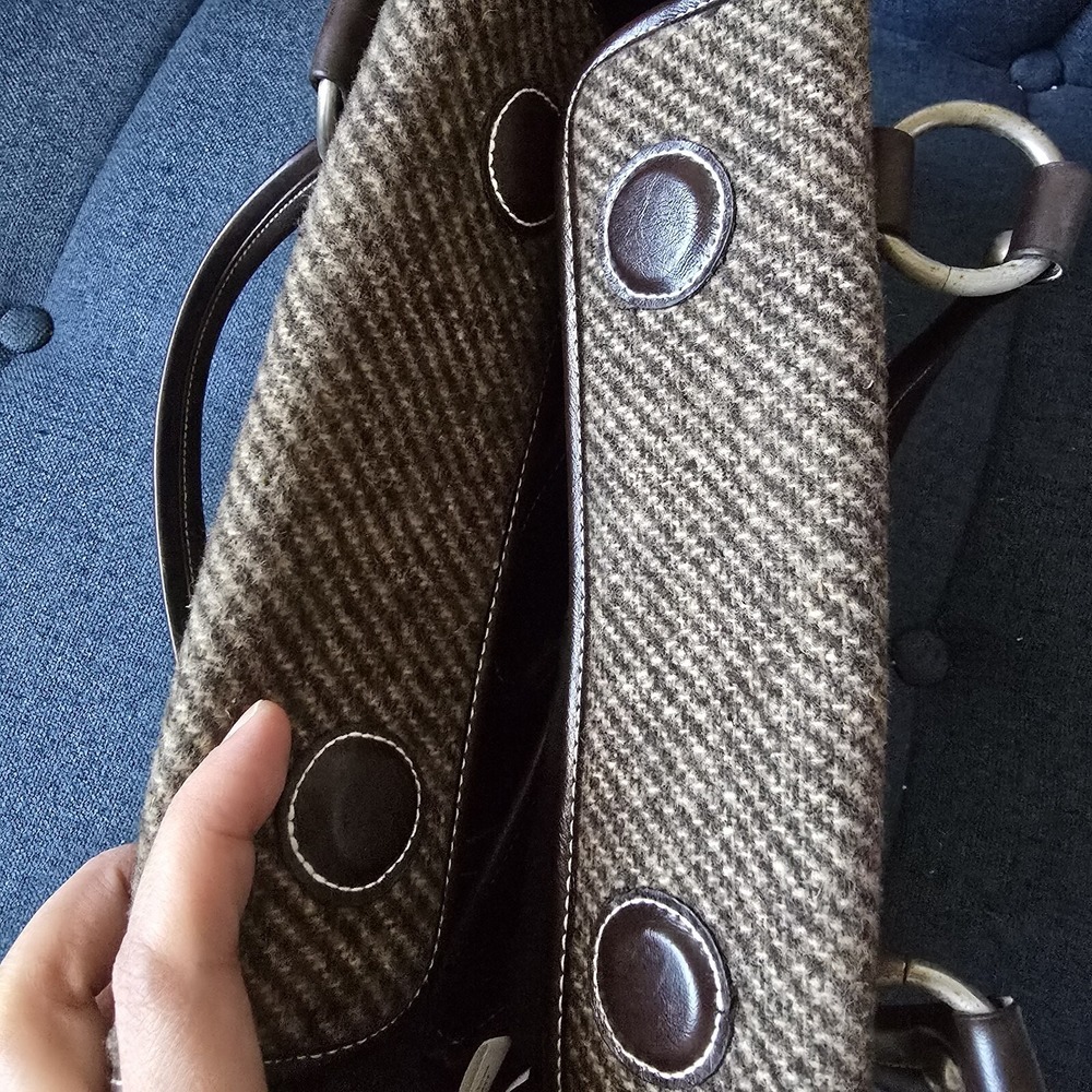 VTG Apt 9 Y2K Brown Red Canvas Hand Bag Silver Metal Hardware Manmade Trim‎ - Picture 9 of 16
